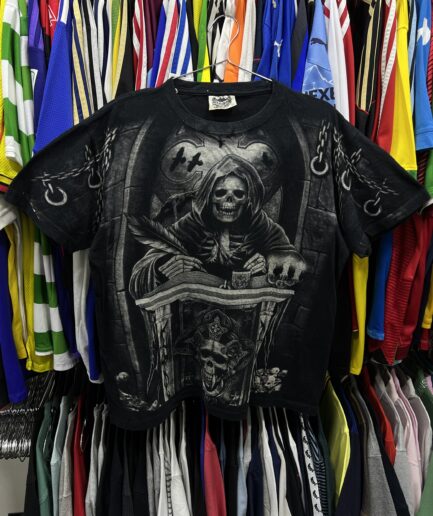 ( S ) Vintage 90s Y2K Streetwear Skeleton Death All-over Print Tee